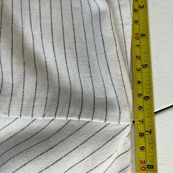 Banana Republic Linen Pinstripe Flutter Sleeve Flounce Hem Dress Women Size 4 - Picture 12 of 15